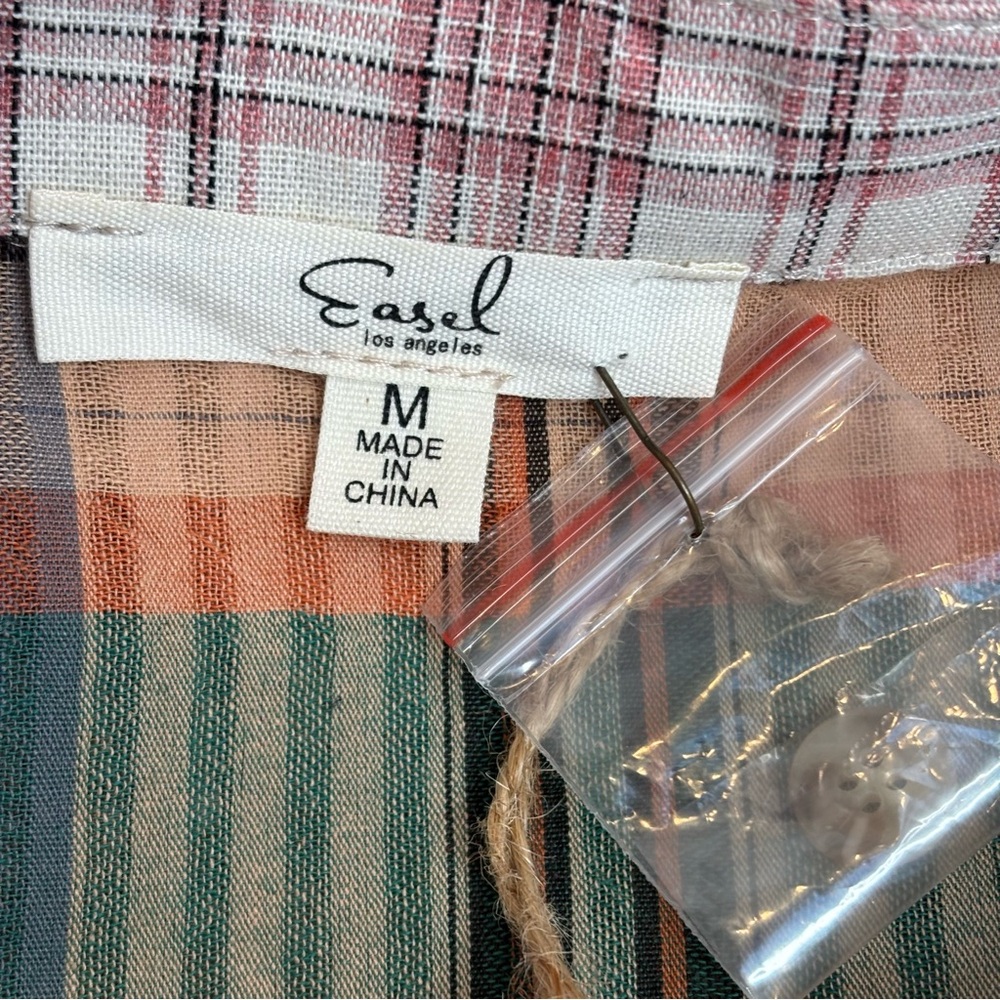 Easel Patchwork Plaid Button Down Shirt Shacket S… - image 8